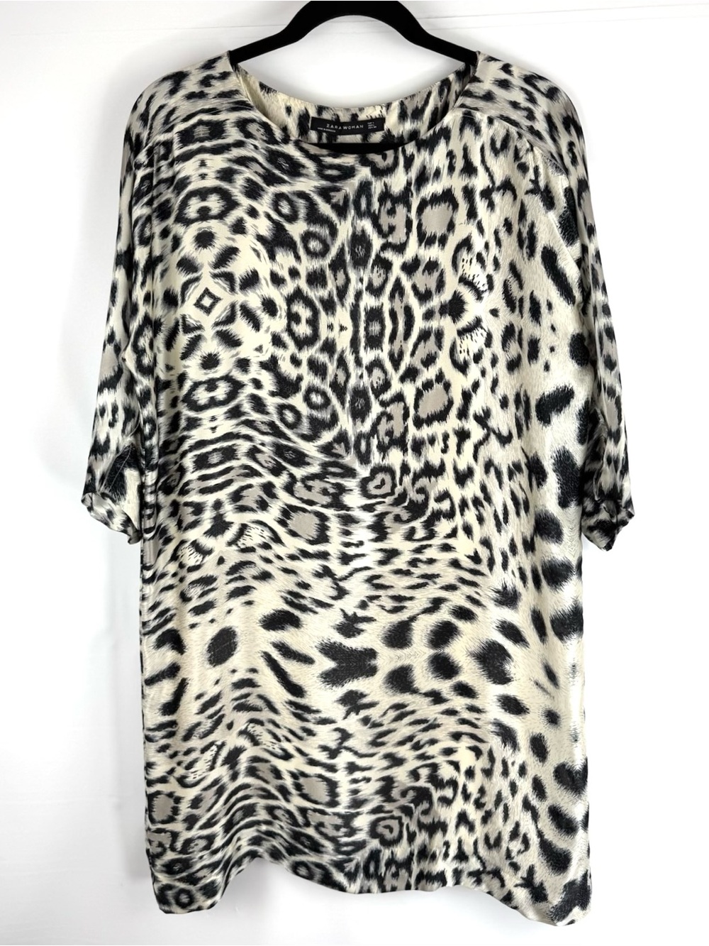 Leopard Animal Print Silk Midi Shift Dress